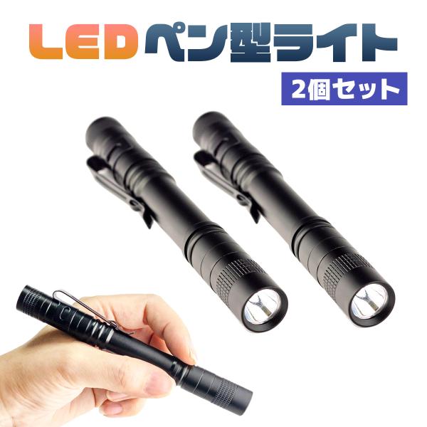 ライト LEDハンディライト 懐中電灯 ペン式 ハンドライト 電池式 防水 2本セット 送料無料