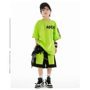 キッズ ダンス 衣装 オレンジ 黄緑 黒 ヒッ...の詳細画像5