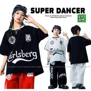 Tシャツ キッズダンス衣装 トップス 黒 白 赤...の商品画像