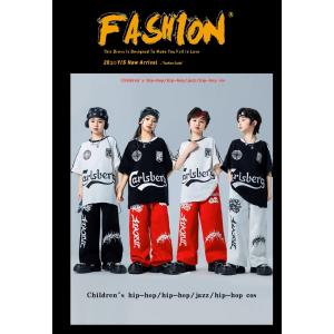 Tシャツ キッズダンス衣装 トップス 黒 白 ...の詳細画像1
