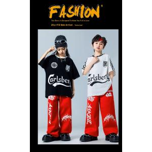 Tシャツ キッズダンス衣装 トップス 黒 白 ...の詳細画像2