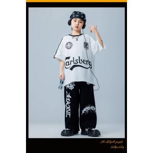 Tシャツ キッズダンス衣装 トップス 黒 白 ...の詳細画像3