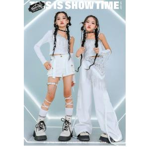 ダンス衣装 白 ガールズ ヒップホップ 衣装 ...の詳細画像1