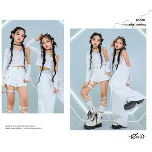 ダンス衣装 白 ガールズ ヒップホップ 衣装 ...の詳細画像3