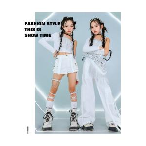 ダンス衣装 白 ガールズ ヒップホップ 衣装 ...の詳細画像5