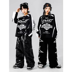 ヒップホップ 衣装 黒 キッズダンス衣装 セッ...の詳細画像3