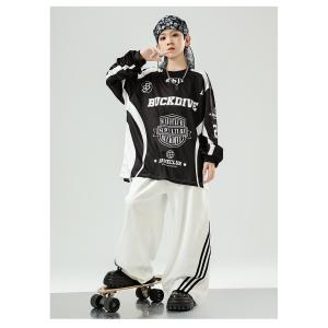 ヒップホップ 衣装 黒 白 赤 水色 キッズダ...の詳細画像4