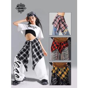 チェック柄 腰巻 ダンス衣装 キッズ レディー...の詳細画像1