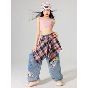 チェック柄 腰巻 ダンス衣装 キッズ レディー...の詳細画像4