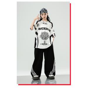 ヒップホップ 衣装 黒 白 赤 水色 キッズダ...の詳細画像3