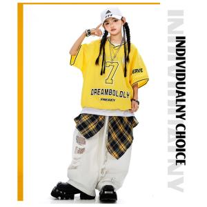 ヒップホップ 衣装 黄色 白 キッズダンス衣装...の詳細画像1
