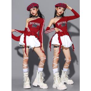 ガールズ ヒップホップ 衣装 赤 白 K-PO...の詳細画像5