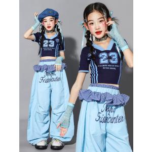 キッズダンス衣装 セットアップ 青 ガールズ ...の詳細画像2