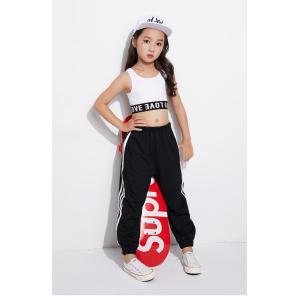 ヒップホップダンス衣装 トップス 白 黒 赤 ...の詳細画像3