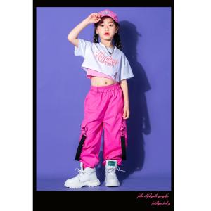 キッズダンス衣装 セットアップ へそ出し トッ...の詳細画像3