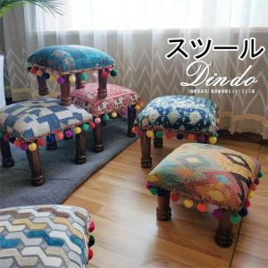 ザリや華やかなカンバディアを使った刺繍のパッチワークスツール約直径