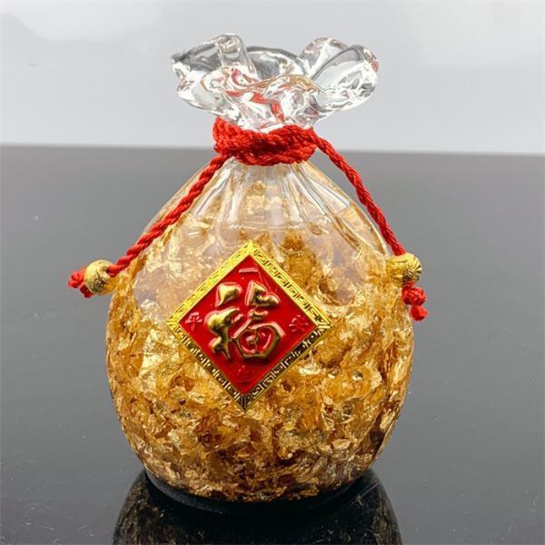 黄金の元寶 リンゴ 置き物 黄金の福袋 金箔入り お正月 縁起物 林檎 アップル 箱付水 幸福 幸運...