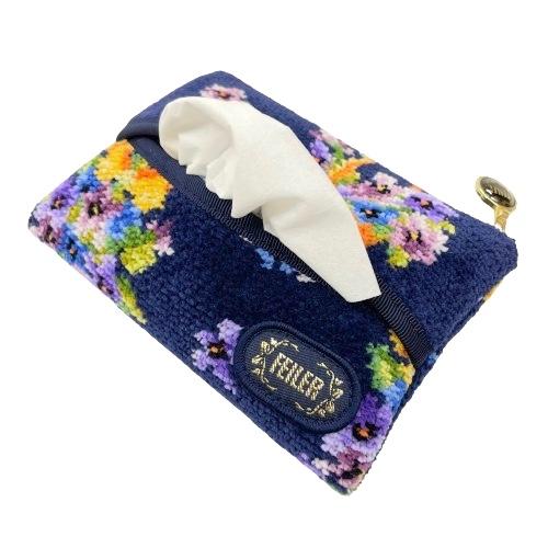 フェイラー ティッシュポーチ FEILER アメイジング バイオレット ネイビー 紺 シュニール織り...
