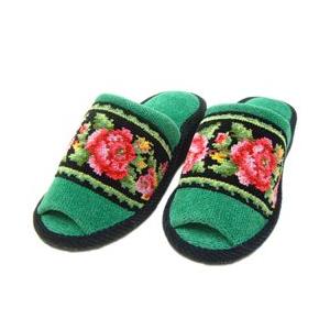 【新品未使用】FEILER フェイラー 玄関マット スリッパ タオルセット feiler（フェイラー） スリッパ ヒール有 レーシーローズ 前あき 緑