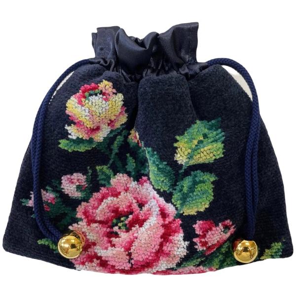 ・フェイラー 巾着 きんちゃく 小  FEILER ローズアダージョ 紺 ネイビー お取り寄せ対応商...