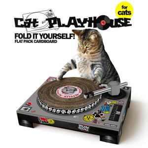 猫 爪とぎ ダンボール 爪研ぎ かわいい キャットプレイハウス ターンテーブル DJ SUCK UK CAT PLAY HOUSE ペットグッズ ダンボール ペット用品 プレゼント｜sincere-inc