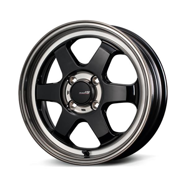 15インチ 4H100 5.0J 5J+45 4穴 R06 ホイール 1本 ブラッククリアポリッシュ...