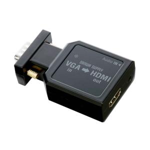 サンワダイレクト VGA to HDMI変換アダプタ ミニD-sub15ピン HDMI変換 音声出力対応 ステレオミニケーブル付 400-V｜sincerethanks