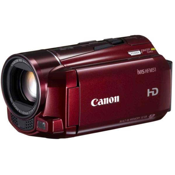 Canon デジタルビデオカメラ iVIS HF M51 レッド 光学10倍ズーム フルフラットタッ...