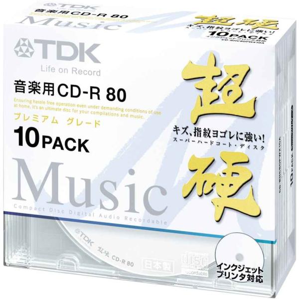 TDK 音楽用CD-R ハードコート仕様 超硬シリーズ 日本製 80分 ホワイトワイドプリンタブル ...