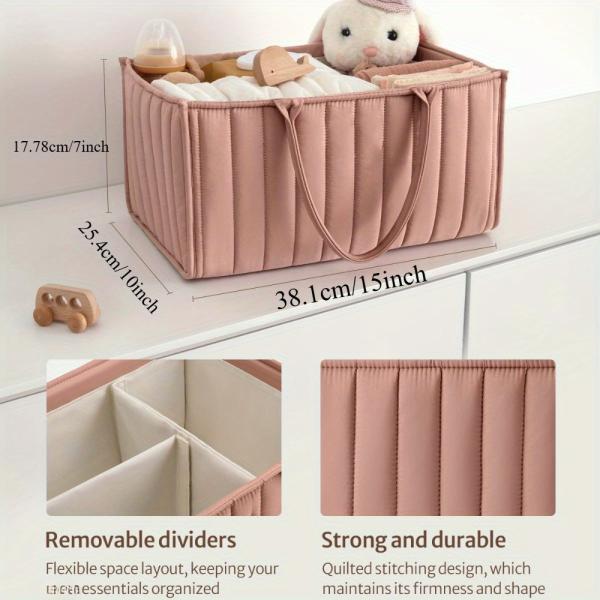 おむつバッグ、赤ちゃん用品収納ママバッグ、着脱可能な仕切り付き、赤ちゃんのおむつ収納バスケット
