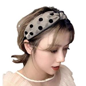 ドット柄 カチューシャ シアー 韓国風 水玉 ヘアバンド リボン レディース
