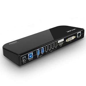 WAVLINK USB 3.0 ユニバーサル ノートパソコン ドッキングステーション デュアルビデオ出力 HDMI/DVI/VGA対応 (6 USBポ