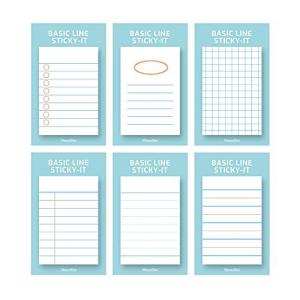 モノライク ベーシックライン ブルー スティッキー Basic Line Blue Sticky it - 6セット粘着メモ用紙 50シートお互い違う
