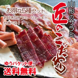 送料無料 匠のこだわり サラミ ジャーキー 組み合わせ自由 選べる 5種セット 詰め合わせ おつまみ 珍味 ビールのお供 ポイント消化 メール便 楯岡ハム 山形｜sinkaitekiya