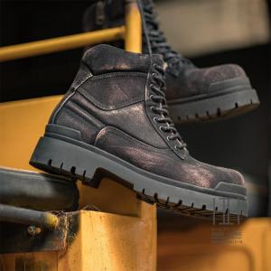 メンズ レザー ショートブーツ 大きいサイズ パンク風 厚底 髑髏