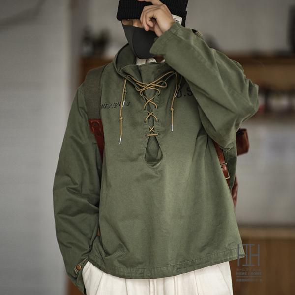 マウンテンパーカー メンズ 大きいサイズ おしゃれ レースアップ 綿100% 軍服 トレッキング ミ...