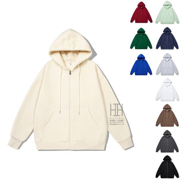ジップアップパーカー メンズ フルジップ スウェット 無地 ベーシック ヘビーウェイト 8.85oz...