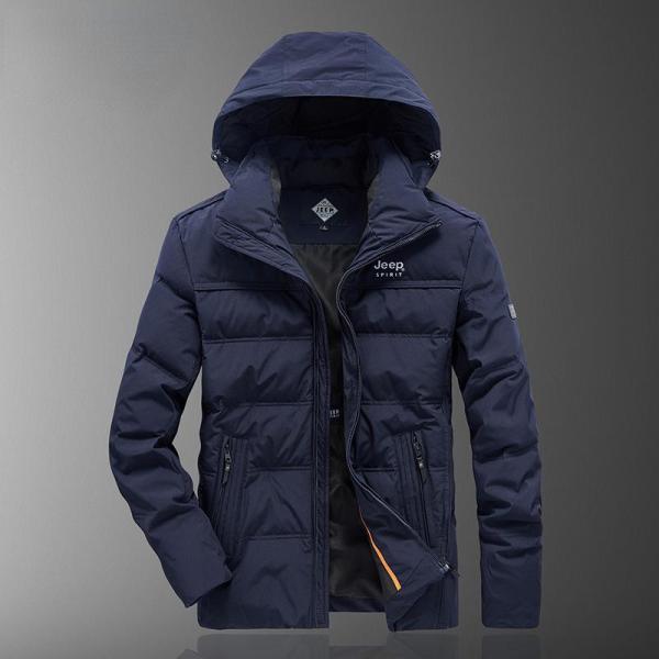 JEEP ダウンジャケット 80%ダウン メンズ 脱着式フード ロゴマッチ 英文字プリント 防寒対策...
