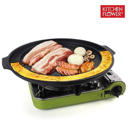 『kitchenflower』卵蒸むができる鉄板（丸型）　３７ｃｍ　＜焼肉用鉄板・韓国プルコギ＞
