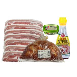 クール便韓国焼肉セットサムギョプサル+キムチ+玉ねぎソース+サムジャン170g１Kg+１KG＋1本+1個セット本場の焼肉韓国飲み会