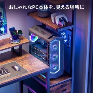 ゲーミングデスク PCデスク 2段収納ラック付...の詳細画像2