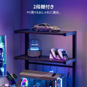 ゲーミングデスク PCデスク 2段収納ラック付...の詳細画像3