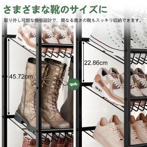 6 段傾斜式 シューズラック 木製天板付き 大...の詳細画像4