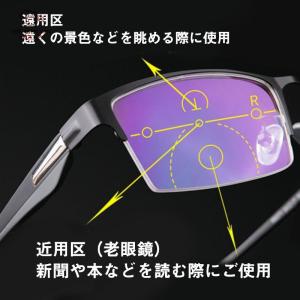 老眼鏡 遠近両用 シニアグラス 変色 ブルーラ...の詳細画像2