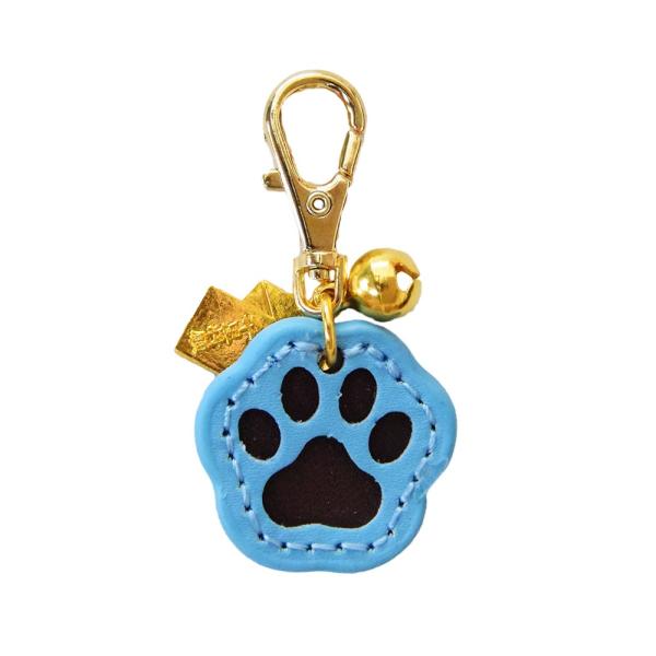 交通安全・健康長寿 本革製 足形ペットのお守り ブルー　神社で祈願・祓い清め済み