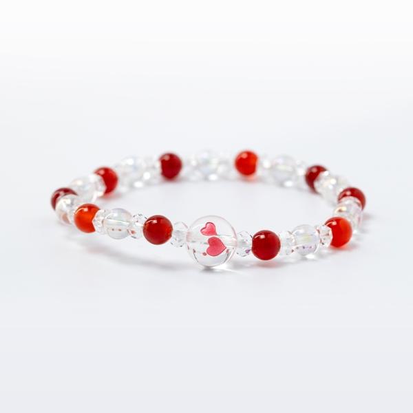 永遠の幸福 ダブルハートレディースブレスレットお守り　生命力を高める赤めのう　祈願済み
