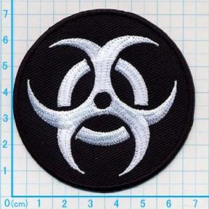 アイロンワッペン/刺繍/アップリケ/バイオハザードマーク/黒/エンブレム