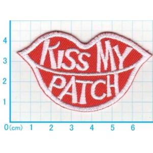 アイロンワッペン/刺繍/アップリケ/KISS MY PATCH/赤/ロゴマーク｜siripohn