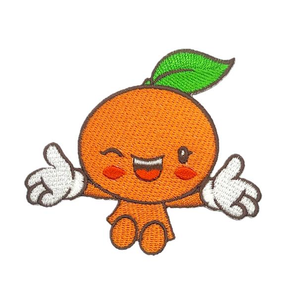 アイロンワッペン/刺繍/アップリケ/みかんちゃん/フルーツ/くだもの/オレンジ/デザート