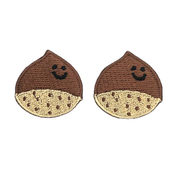 アイロンワッペン/刺繍/アップリケ/マロンくん2枚セット/くり/栗/秋/甘栗/お菓子/小さいワッペン